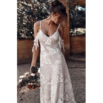White Secret Garden Embroidery Lace Wedding Party Dress